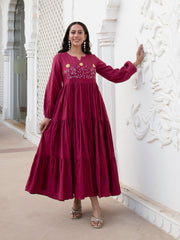 AAHELI SHUBHRA EMBROIDERY MAXI DRESS