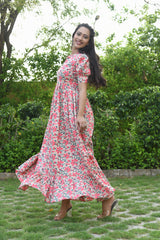 AAHELI PORTOFINO FLORAL FLARED DRESS