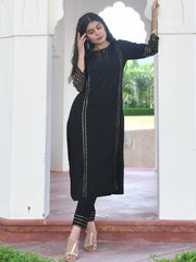AAHELI DEJA BLACK KURTA-PANT SET