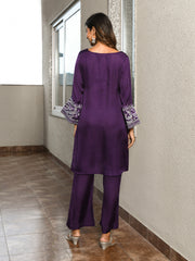 AAHELI ADITI DEEP PURPLE KURTA & PANTS SET