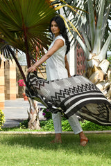 AAHELI FAIZA BLACK & KASHISH BLOCK PRINTED DUPATTA