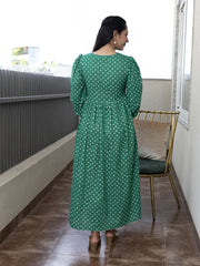 AAHELI VIVIKTHA BANDHANI PRINTED COTTON MAXI DRESS