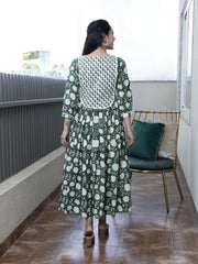 AAHELI ESHANA FLORAL BLOCK PRINTED DRESS
