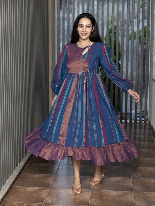 AAHELI INIMAI YARN DYED COTTON MAXI DRESS