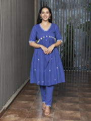 AAHELI TEERA SOLID-EMBROIDERED KURTA-PANT & DUPATTA SET