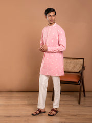 AAHELI KUSH PINK EMBROIDERED KURTA-PANT SET