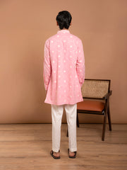 AAHELI KUSH PINK EMBROIDERED KURTA-PANT SET