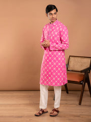 AAHELI MIRANSH PINK EMBROIDERED KURTA-PANT SET