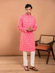 AAHELI SHARVIL PINK EMBROIDERED KURTA-PANT SET