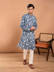 AAHELI KSHITIJ FLORAL HAND BLOCK PRINTED KURTA-PANT SET