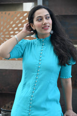 AAHELI DHVIJA SMOCKED-BUTTONED KURTA