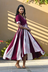 AAHELI NAOMI SOLID-MARBLED PANELED DRESS