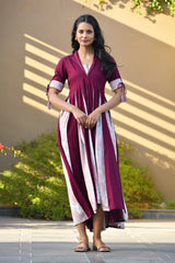 AAHELI NAOMI SOLID-MARBLED PANELED DRESS