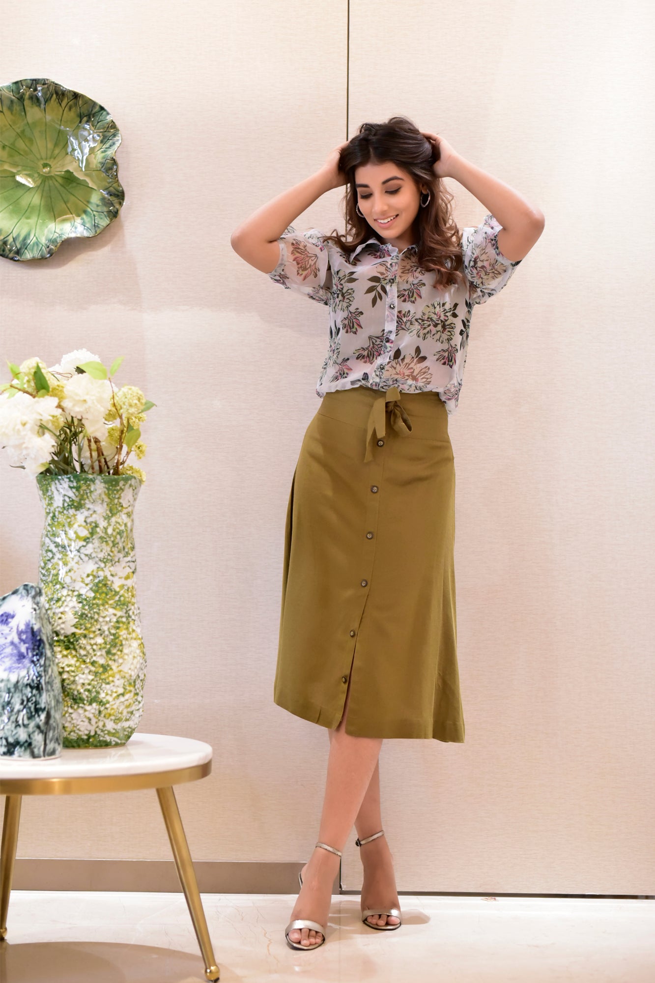 Olive green skirts tunic best sale