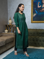 AAHELI AAVI DEEP GREEN KURTA & PANTS SET
