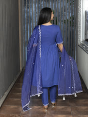 AAHELI TEERA SOLID-EMBROIDERED KURTA-PANT & DUPATTA SET