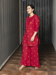 AAHELI EKTHA YARN DYED COTTON KURTA & PANTS SET