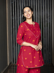 AAHELI EKTHA YARN DYED COTTON KURTA & PANTS SET