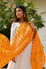 AAHELI AMBER YELLOW BANDHANI DUPATTA