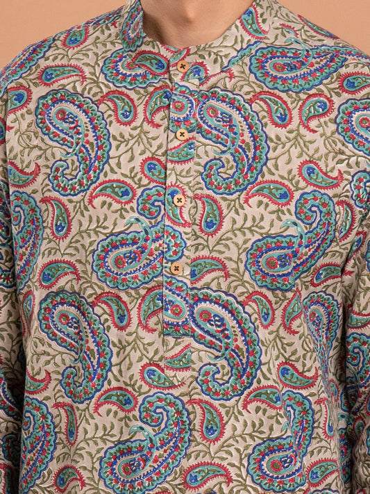 AAHELI KAIRI HAND BLOCK PRINTED KURTA-PANT SET